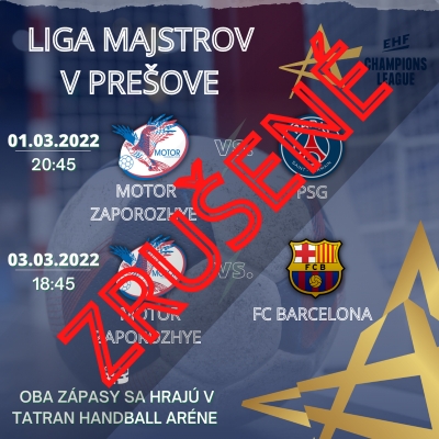 Zápasy Ligy majstrov sa v Prešove neuskutočnia